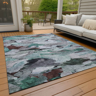 Piper Looms Chantille Abstract ACN1075 Teal Machine Washable Area Rug Outdoor Lifestyle Image Feature