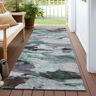 Piper Looms Chantille Abstract ACN1075 Teal Machine Washable Area Rug Runner Outdoor Lifestyle Image Feature