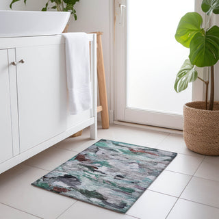 Piper Looms Chantille Abstract ACN1075 Teal Machine Washable Area Rug Scatter Lifestyle Image Feature