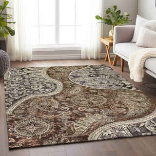 Piper Looms Chantille Swirl ACN1078 Brown Machine Washable Area Rug Lifestyle Image Feature