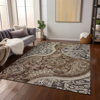 Piper Looms Chantille Swirl ACN1078 Brown Machine Washable Area Rug Lifestyle Image Feature