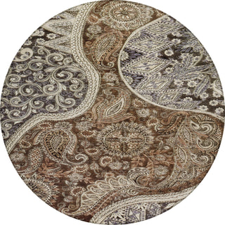 Piper Looms Chantille Swirl ACN1078 Brown Machine Washable Area Rug Round Main Image