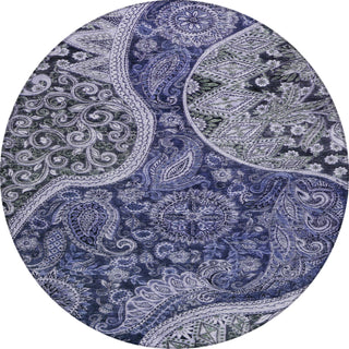 Piper Looms Chantille Swirl ACN1078 Navy Machine Washable Area Rug Round Main Image