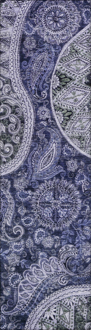 Piper Looms Chantille Swirl ACN1078 Navy Machine Washable Area Rug Runner Main Image