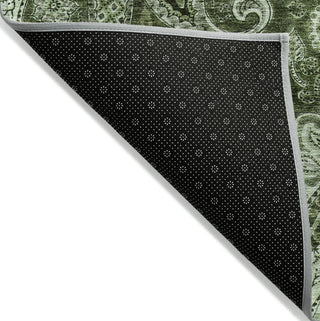 Piper Looms Chantille Swirl ACN1078 Olive Machine Washable Area Rug Backing Image