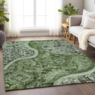 Piper Looms Chantille Swirl ACN1078 Olive Machine Washable Area Rug Lifestyle Image Feature