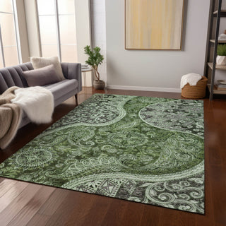 Piper Looms Chantille Swirl ACN1078 Olive Machine Washable Area Rug Lifestyle Image Feature