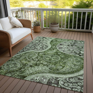 Piper Looms Chantille Swirl ACN1078 Olive Machine Washable Area Rug Outdoor Lifestyle Image Feature