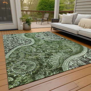 Piper Looms Chantille Swirl ACN1078 Olive Machine Washable Area Rug Outdoor Lifestyle Image Feature