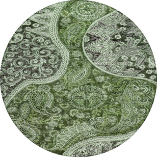 Piper Looms Chantille Swirl ACN1078 Olive Machine Washable Area Rug Round Main Image