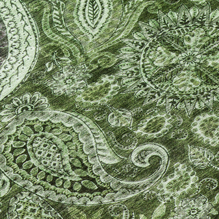 Piper Looms Chantille Swirl ACN1078 Olive Machine Washable Area Rug Swatch Image