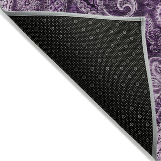 Piper Looms Chantille Swirl ACN1078 Purple Machine Washable Area Rug Backing Image