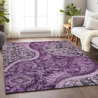 Piper Looms Chantille Swirl ACN1078 Purple Machine Washable Area Rug Lifestyle Image Feature