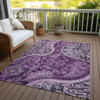 Piper Looms Chantille Swirl ACN1078 Purple Machine Washable Area Rug Outdoor Lifestyle Image Feature