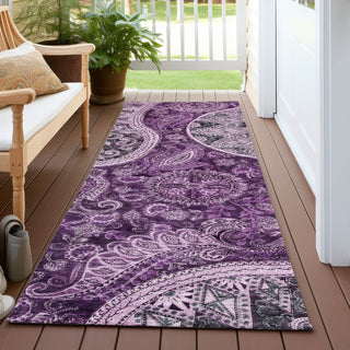 Piper Looms Chantille Swirl ACN1078 Purple Machine Washable Area Rug Runner Outdoor Lifestyle Image Feature