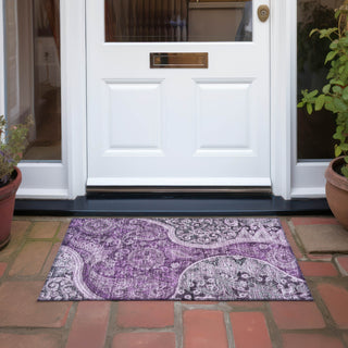 Piper Looms Chantille Swirl ACN1078 Purple Machine Washable Area Rug Scatter Outdoor Lifestyle Image Feature