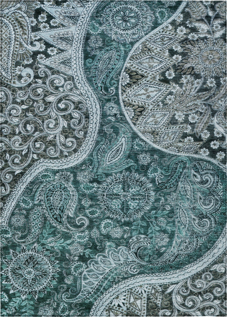 Piper Looms Chantille Swirl ACN1078 Teal Machine Washable Area Rug main image