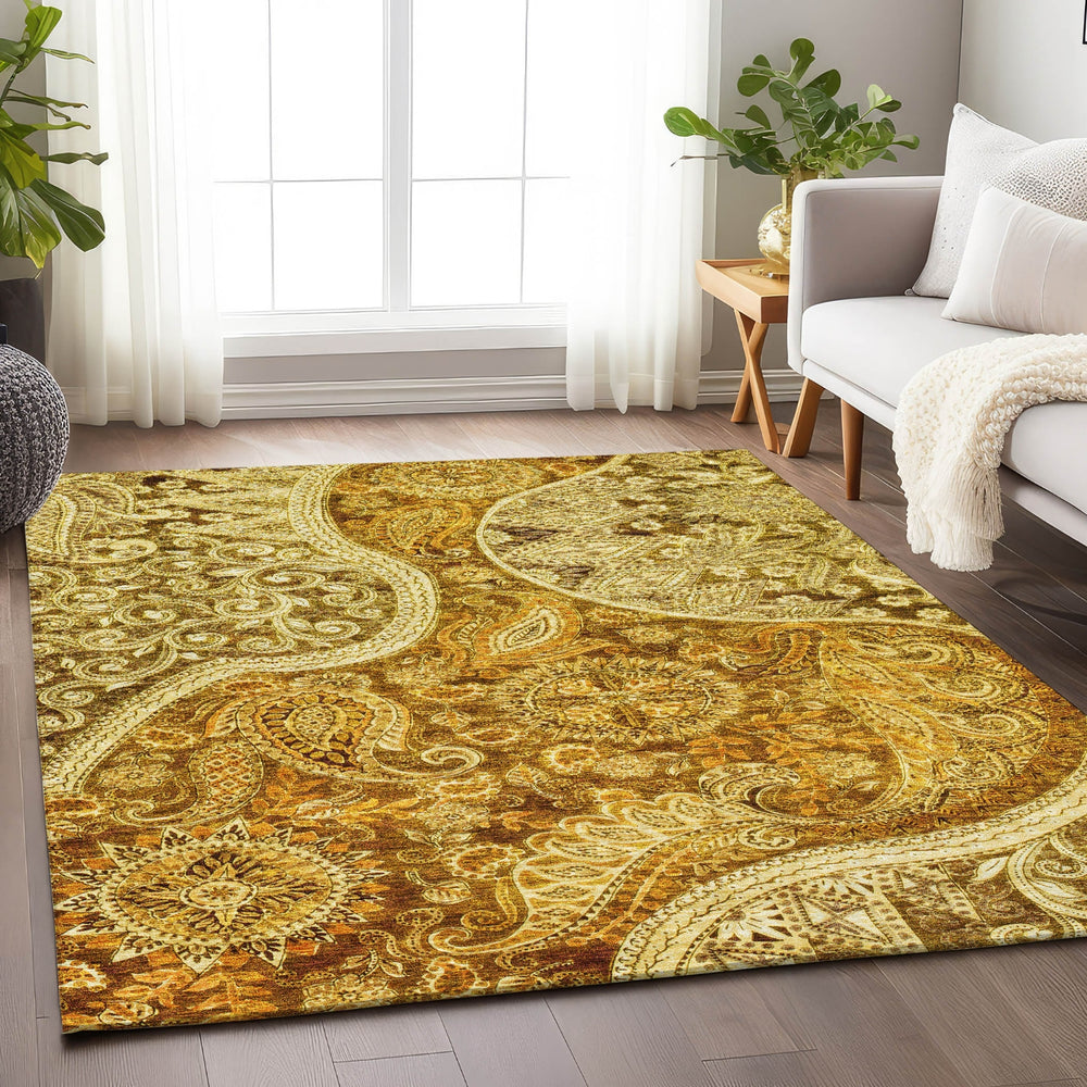 Piper Looms Chantille Swirl ACN1078 Terracotta Machine Washable Area Rug Lifestyle Image Feature