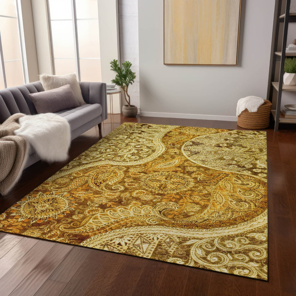 Piper Looms Chantille Swirl ACN1078 Terracotta Machine Washable Area Rug Lifestyle Image Feature
