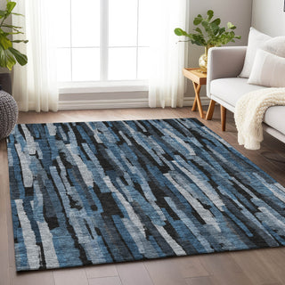 Piper Looms Chantille Stripes ACN1079 Blue Machine Washable Area Rug Lifestyle Image Feature