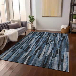 Piper Looms Chantille Stripes ACN1079 Blue Machine Washable Area Rug Lifestyle Image Feature