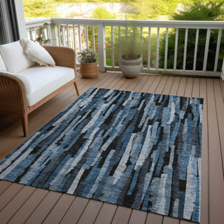 Piper Looms Chantille Stripes ACN1079 Blue Machine Washable Area Rug Outdoor Lifestyle Image Feature