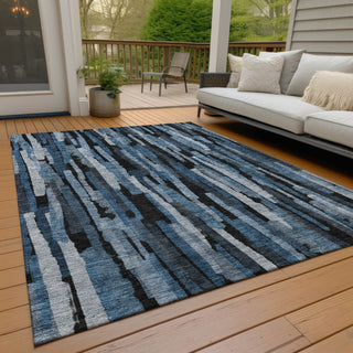 Piper Looms Chantille Stripes ACN1079 Blue Machine Washable Area Rug Outdoor Lifestyle Image Feature