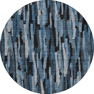 Piper Looms Chantille Stripes ACN1079 Blue Machine Washable Area Rug Round Main Image