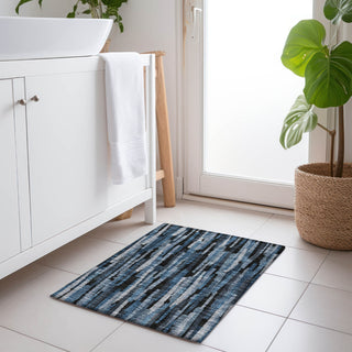 Piper Looms Chantille Stripes ACN1079 Blue Machine Washable Area Rug Scatter Lifestyle Image Feature
