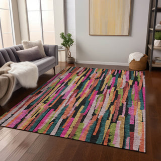 Piper Looms Chantille Stripes ACN1079 Pink Machine Washable Area Rug Lifestyle Image Feature