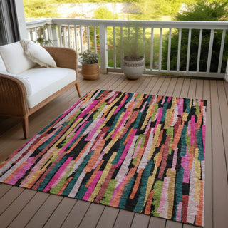 Piper Looms Chantille Stripes ACN1079 Pink Machine Washable Area Rug Outdoor Lifestyle Image Feature