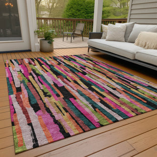 Piper Looms Chantille Stripes ACN1079 Pink Machine Washable Area Rug Outdoor Lifestyle Image Feature