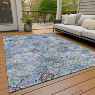 Piper Looms Chantille Geometric ACN1081 Blue Machine Washable Area Rug Outdoor Lifestyle Image Feature