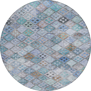 Piper Looms Chantille Geometric ACN1081 Blue Machine Washable Area Rug Round Main Image