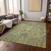 Piper Looms Chantille Damask ACN1082 Aloe Machine Washable Area Rug Lifestyle Image Feature