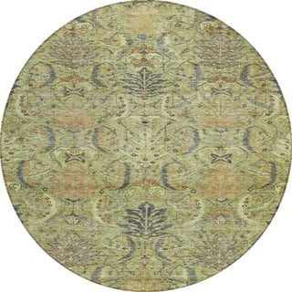 Piper Looms Chantille Damask ACN1082 Aloe Machine Washable Area Rug Round Main Image