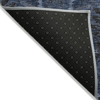 Piper Looms Chantille Damask ACN1082 Navy Machine Washable Area Rug Backing Image