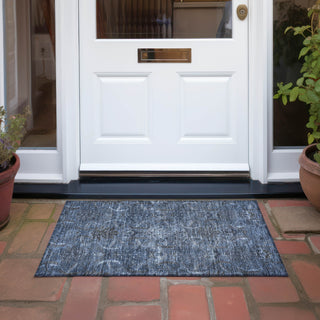 Piper Looms Chantille Damask ACN1082 Navy Machine Washable Area Rug Scatter Outdoor Lifestyle Image Feature