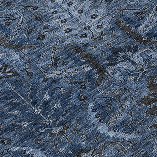 Piper Looms Chantille Damask ACN1082 Navy Machine Washable Area Rug Swatch Image