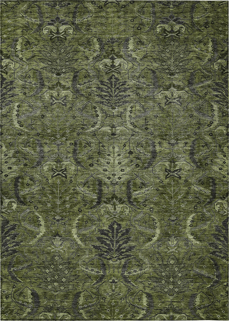 Piper Looms Chantille Damask ACN1082 Olive Machine Washable Area Rug main image