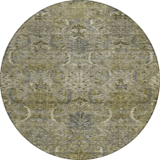 Piper Looms Chantille Damask ACN1082 Taupe Machine Washable Area Rug Round Main Image