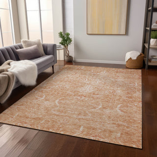 Piper Looms Chantille Damask ACN1083 Salmon Machine Washable Area Rug Lifestyle Image Feature
