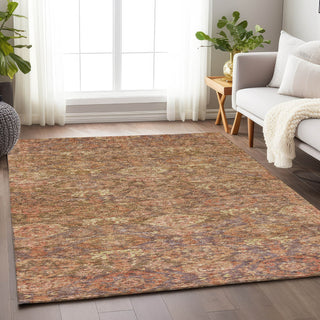 Piper Looms Chantille Damask ACN1084 Brown Machine Washable Area Rug Lifestyle Image Feature