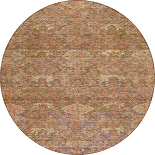 Piper Looms Chantille Damask ACN1084 Brown Machine Washable Area Rug Round Main Image