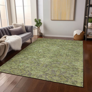 Piper Looms Chantille Damask ACN1084 Green Machine Washable Area Rug Lifestyle Image Feature