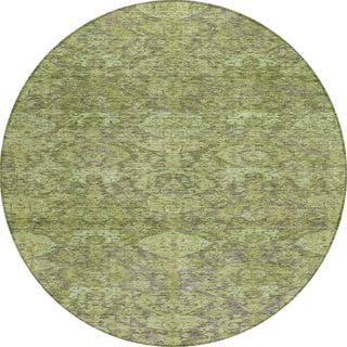 Piper Looms Chantille Damask ACN1084 Green Machine Washable Area Rug Round Main Image