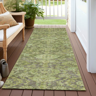 Piper Looms Chantille Damask ACN1084 Green Machine Washable Area Rug Runner Outdoor Lifestyle Image Feature