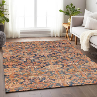 Piper Looms Chantille Damask ACN1084 Terracotta Machine Washable Area Rug Lifestyle Image Feature