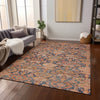 Piper Looms Chantille Damask ACN1084 Terracotta Machine Washable Area Rug Lifestyle Image Feature