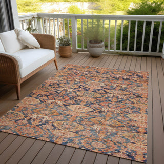 Piper Looms Chantille Damask ACN1084 Terracotta Machine Washable Area Rug Outdoor Lifestyle Image Feature